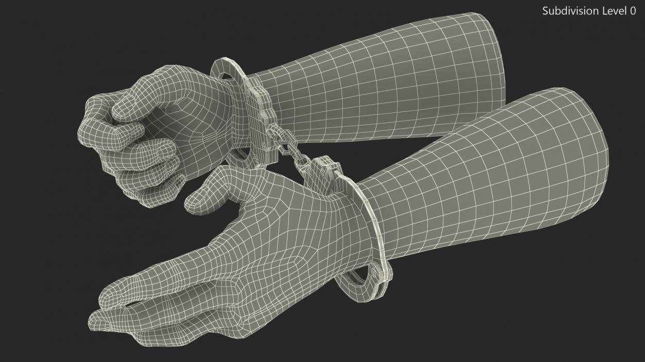 3D Man Hands with Short Chain Handcuffs