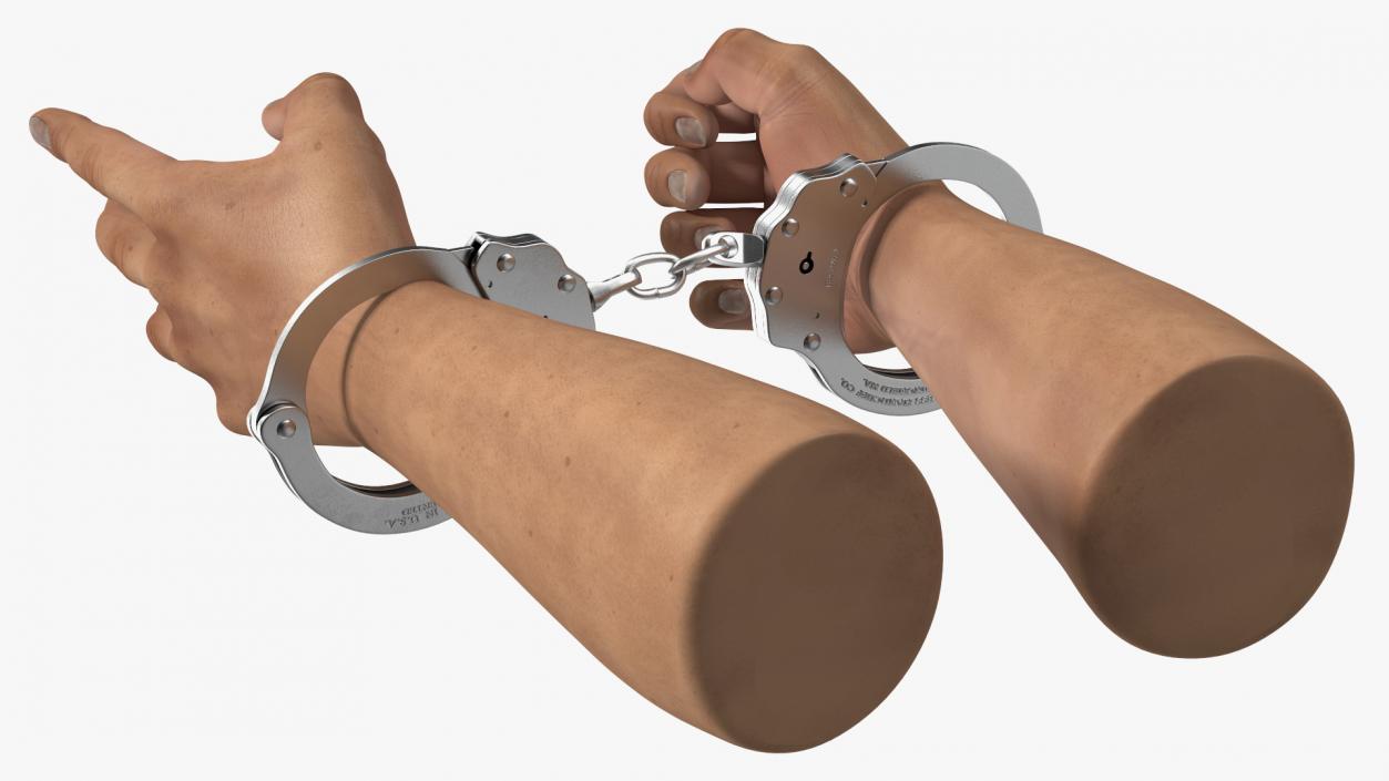 3D Man Hands with Short Chain Handcuffs