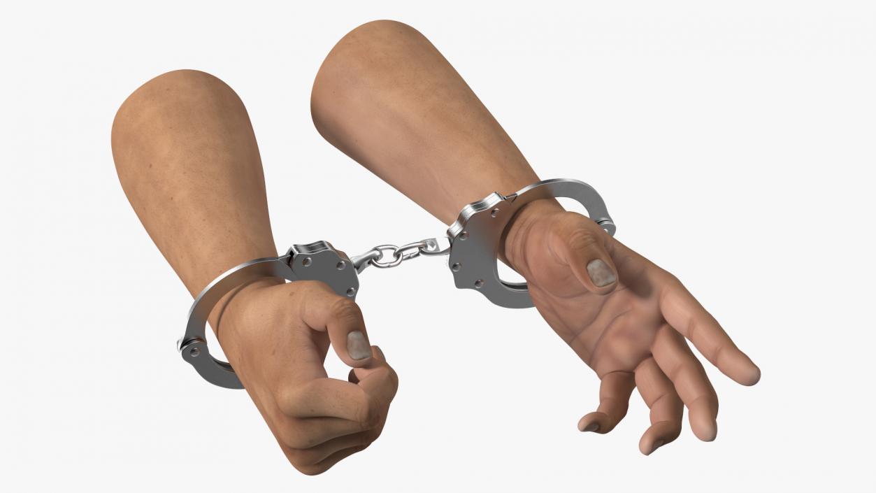 3D Man Hands with Short Chain Handcuffs