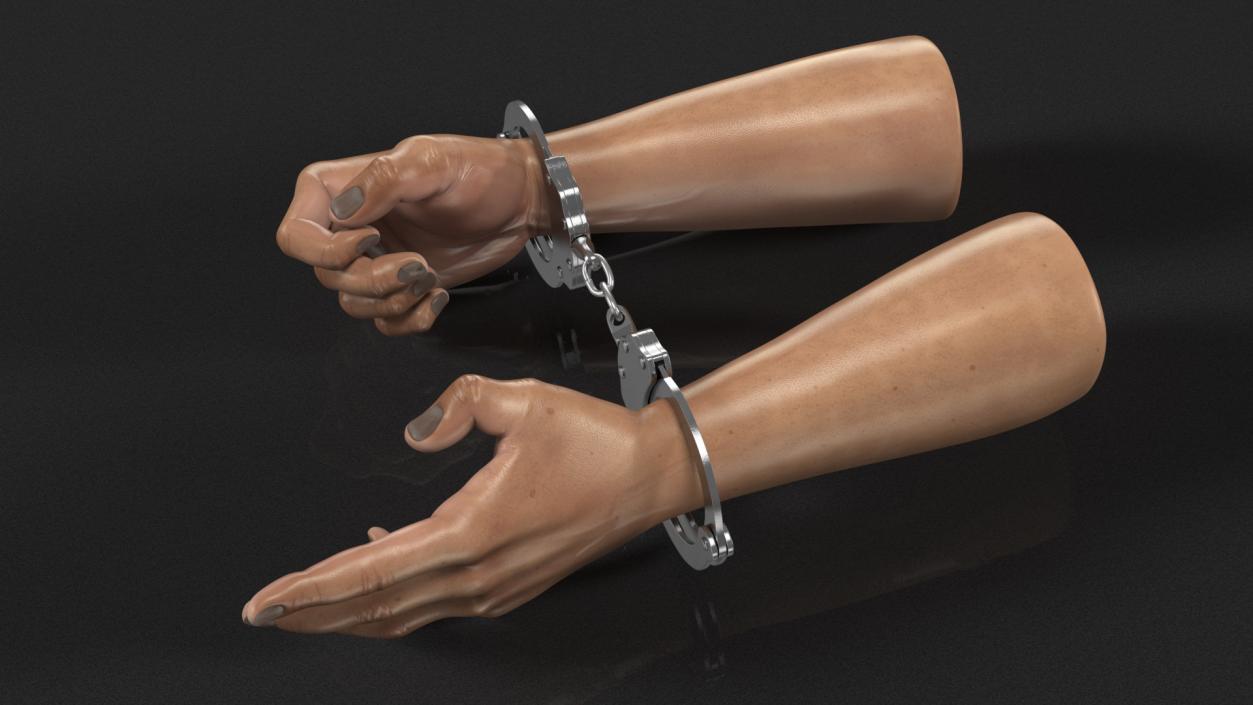 3D Man Hands with Short Chain Handcuffs