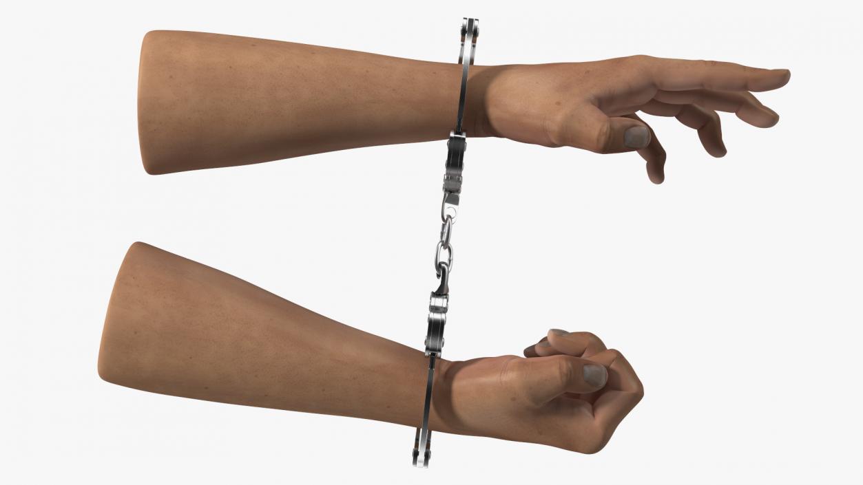 3D Man Hands with Short Chain Handcuffs