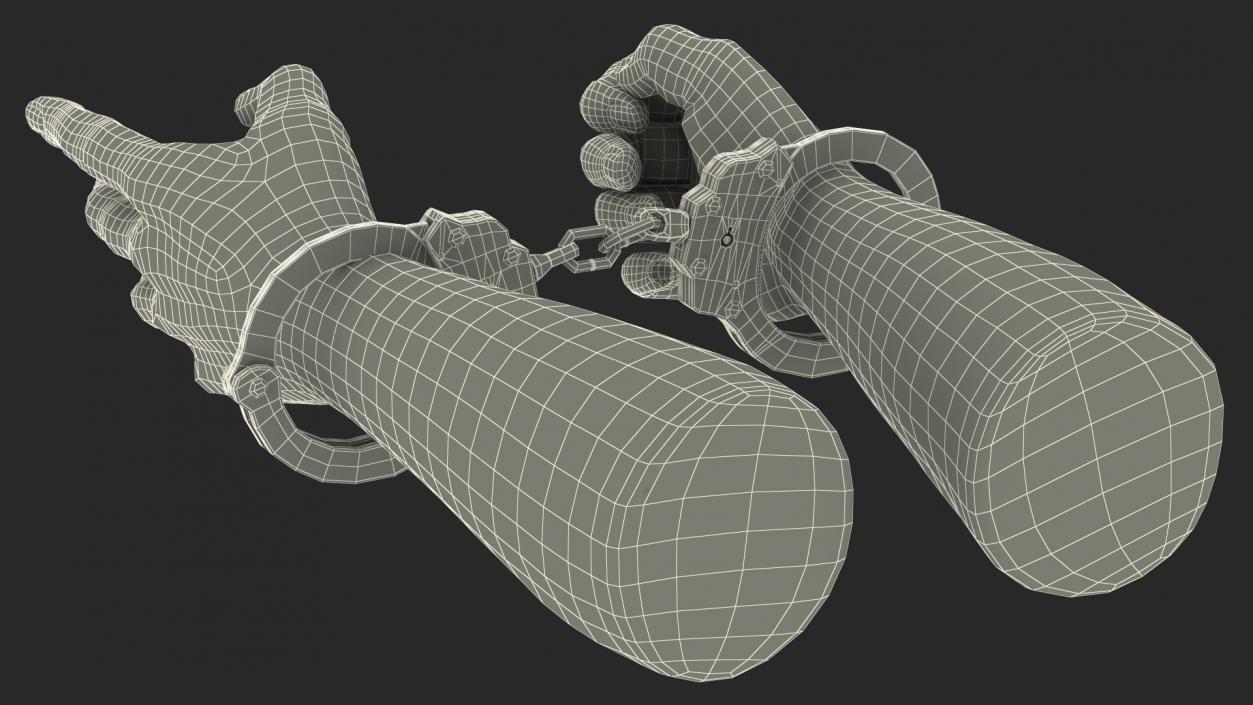 3D Man Hands with Short Chain Handcuffs