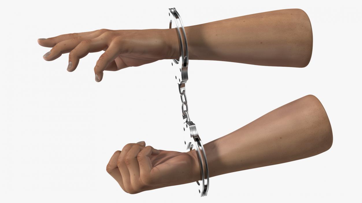 3D Man Hands with Short Chain Handcuffs