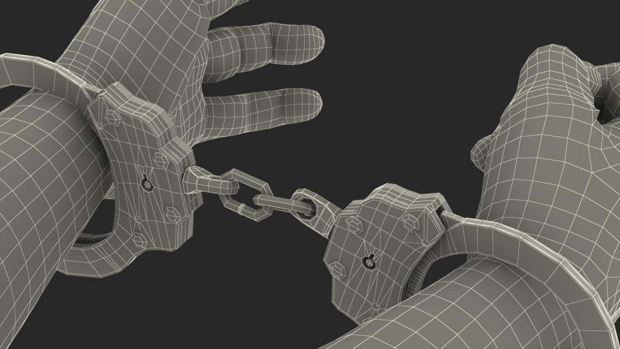 3D Man Hands with Short Chain Handcuffs