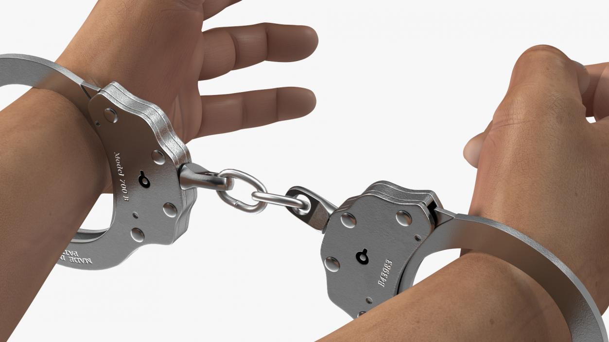 3D Man Hands with Short Chain Handcuffs