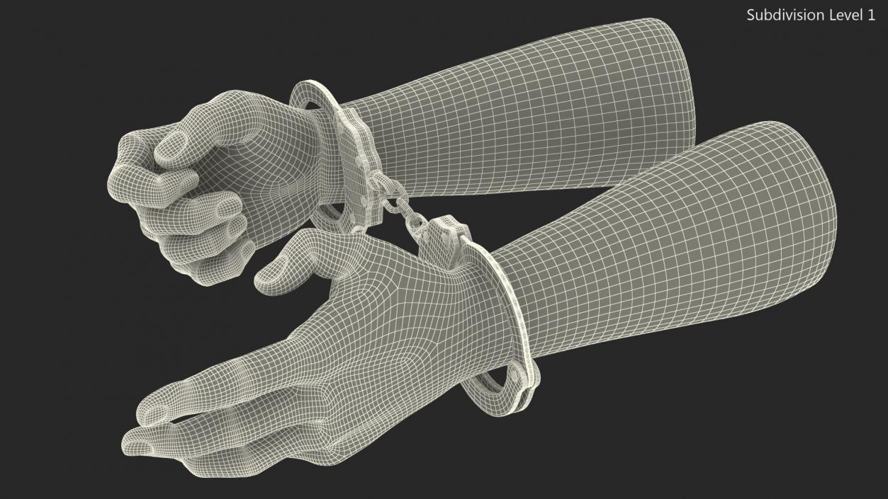 3D Man Hands with Short Chain Handcuffs