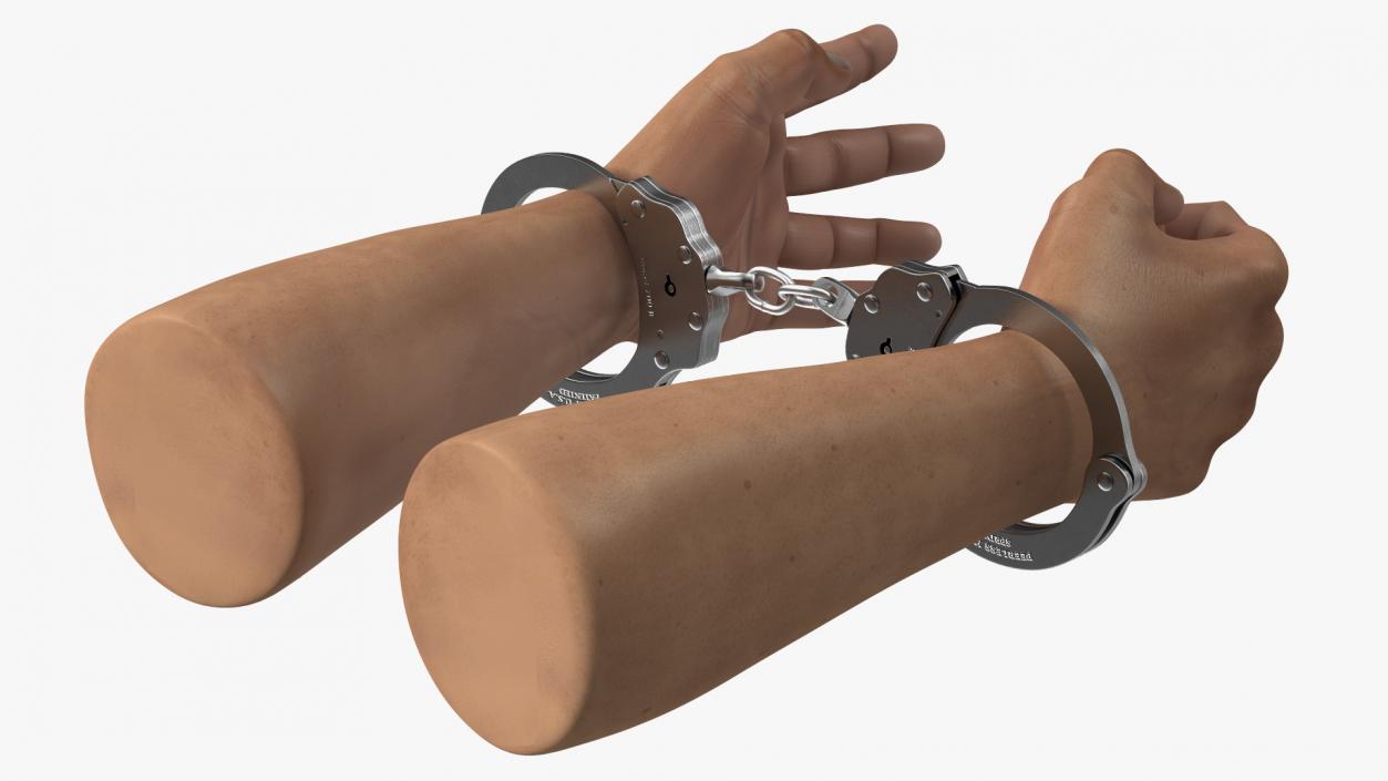 3D Man Hands with Short Chain Handcuffs