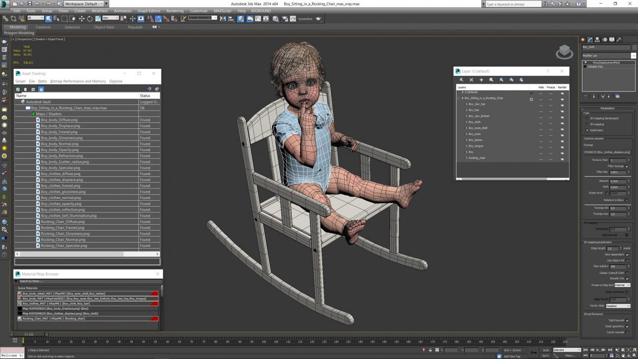 Boy Sitting in a Rocking Chair 2 3D