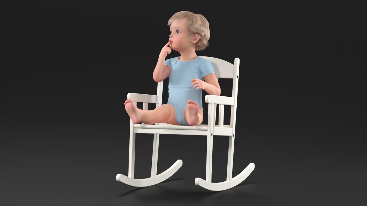 Boy Sitting in a Rocking Chair 2 3D