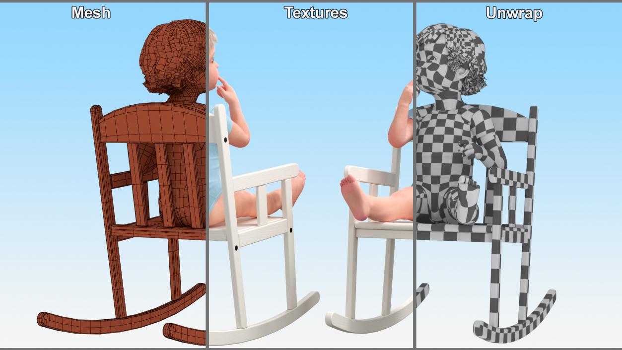 Boy Sitting in a Rocking Chair 2 3D