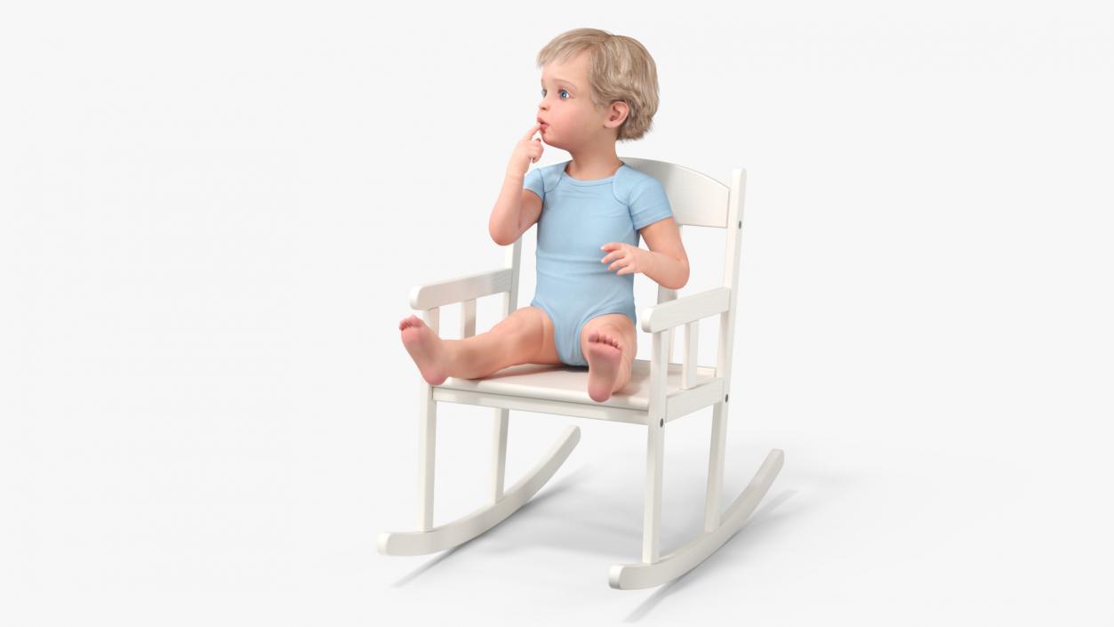 Boy Sitting in a Rocking Chair 2 3D