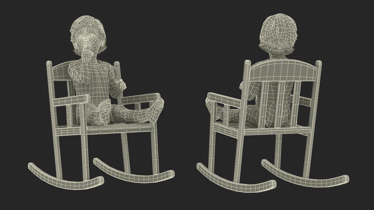 Boy Sitting in a Rocking Chair 2 3D