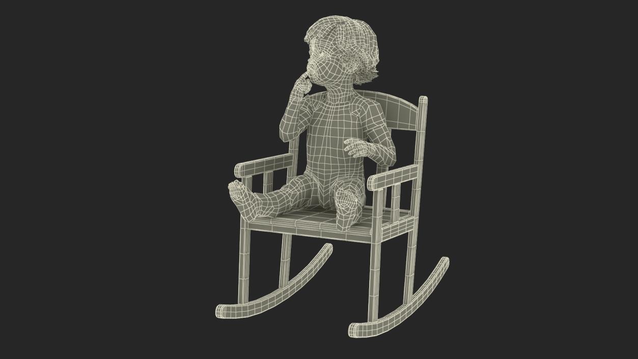 Boy Sitting in a Rocking Chair 2 3D