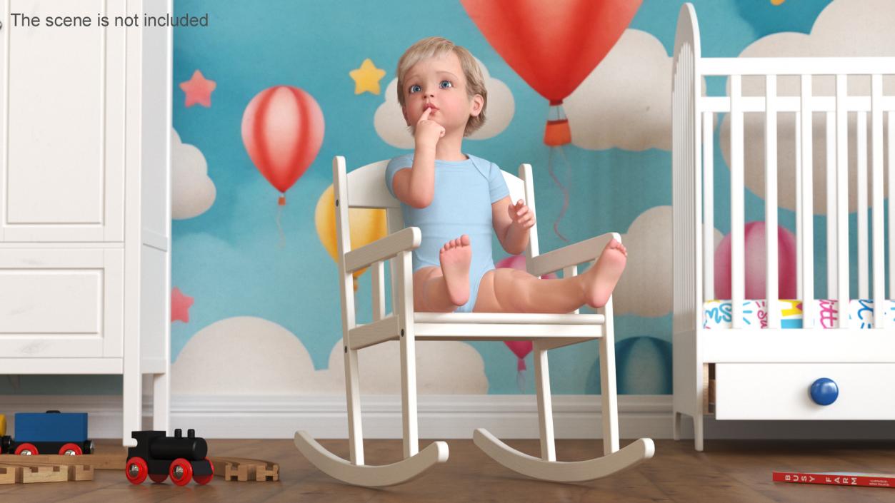 Boy Sitting in a Rocking Chair 2 3D