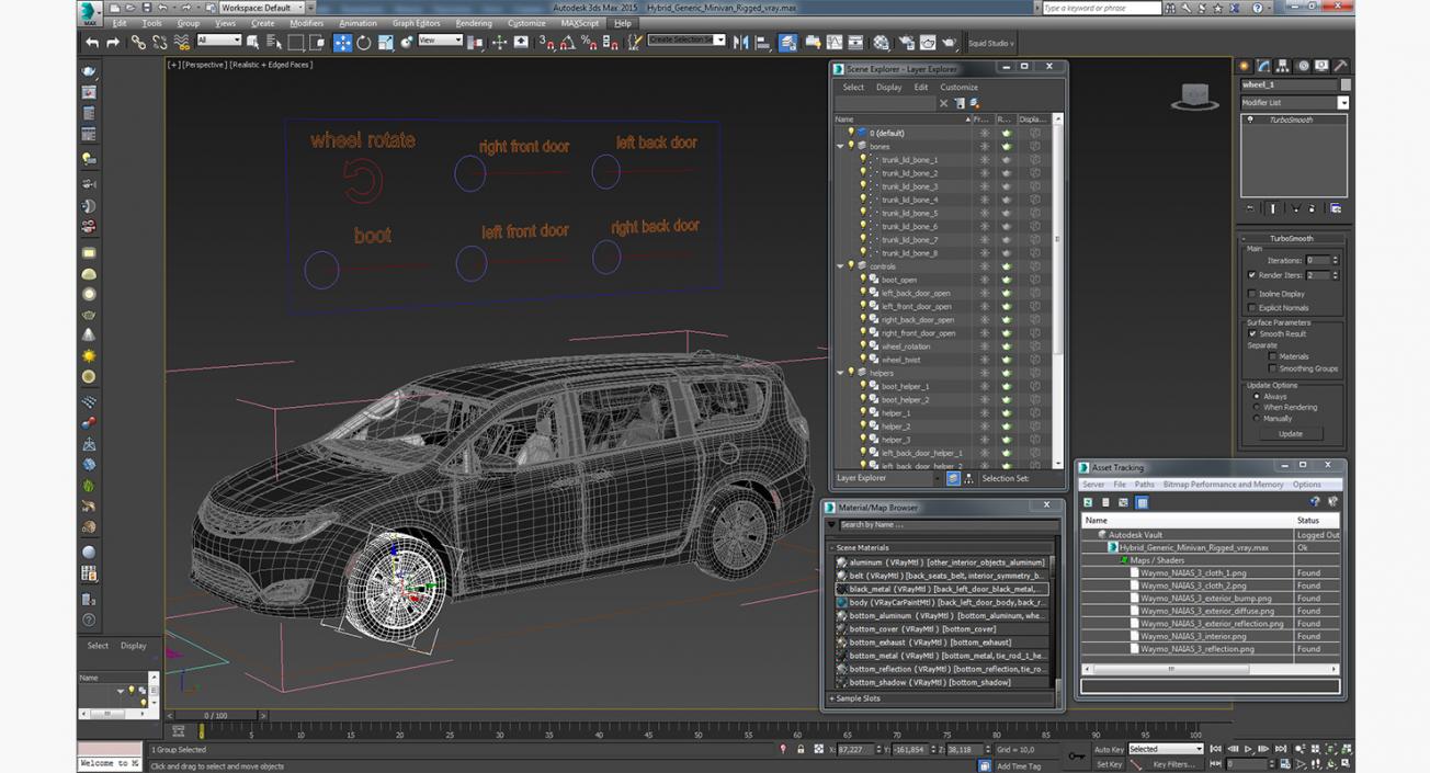 Hybrid Generic Minivan Rigged 3D model