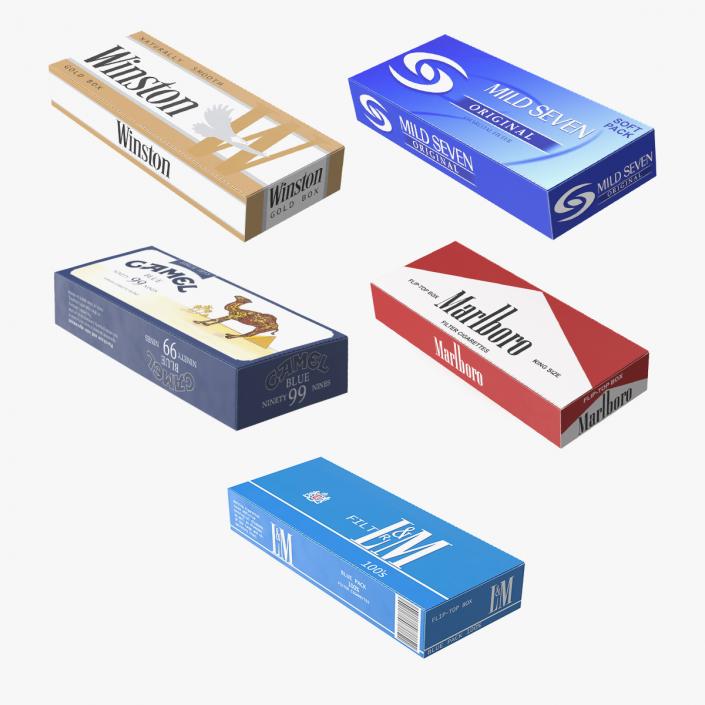 3D Carton Cigarettes Boxes Collection 3