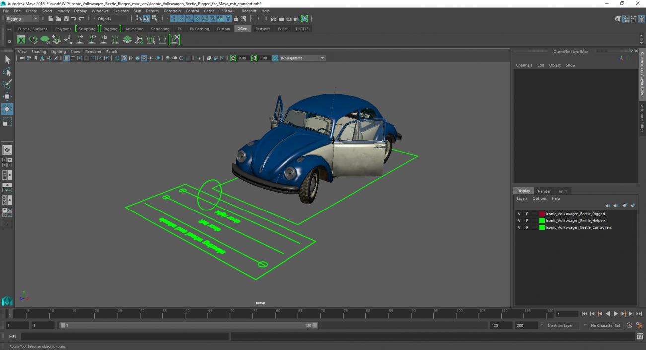 3D model Iconic Volkswagen Beetle Rigged for Maya