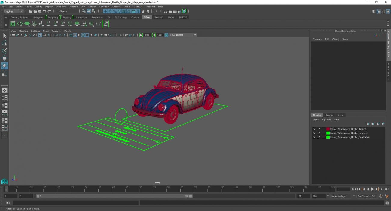 3D model Iconic Volkswagen Beetle Rigged for Maya