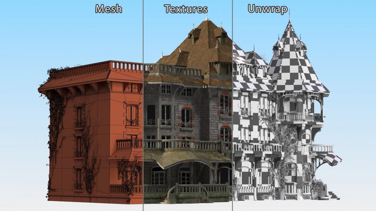 3D Old Spooky Mansion model