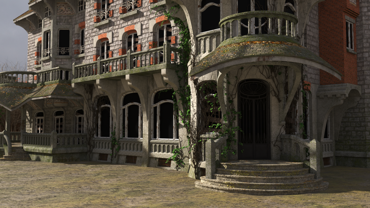 3D Old Spooky Mansion model