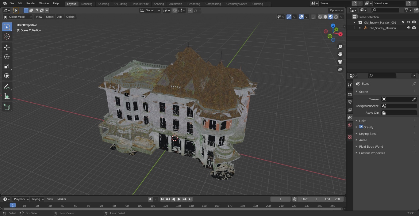 3D Old Spooky Mansion model