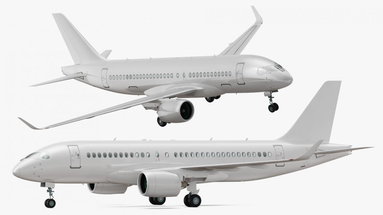 3D model Airbus A220 100 Simple Interior Rigged 2