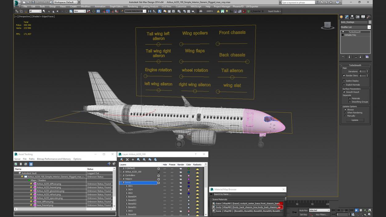 3D model Airbus A220 100 Simple Interior Rigged 2