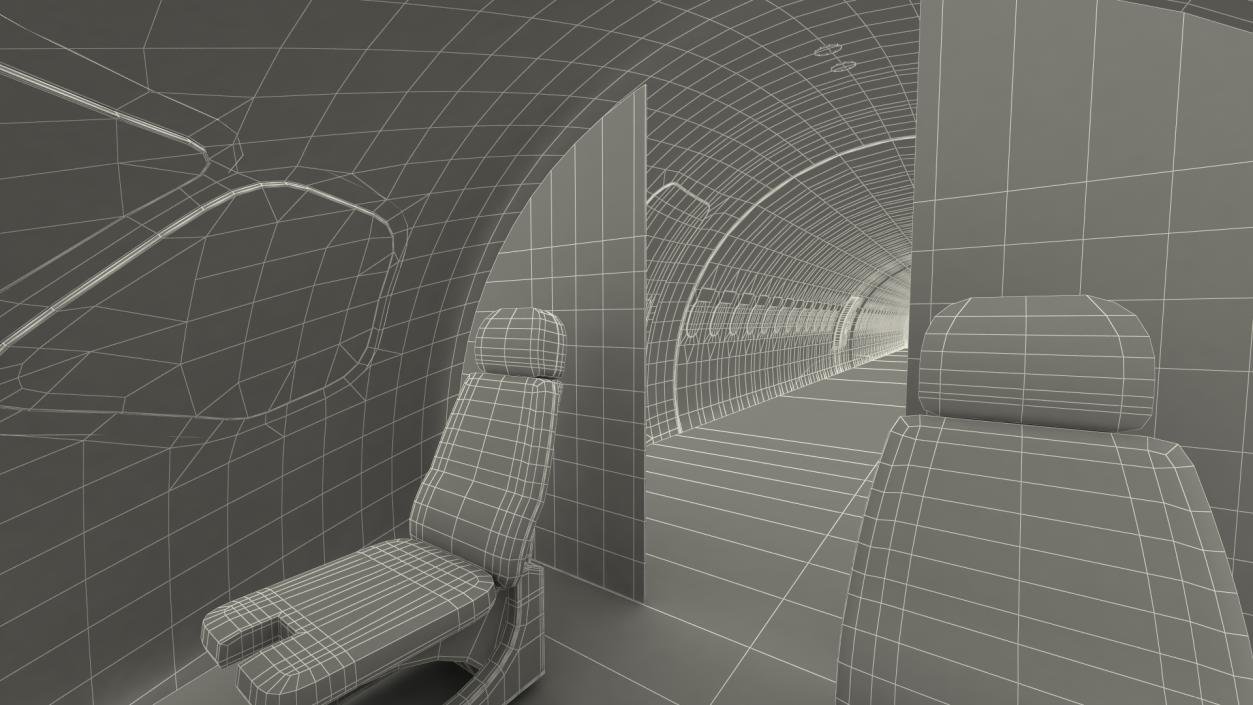 3D model Airbus A220 100 Simple Interior Rigged 2