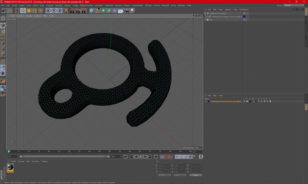 Climbing Descender Accessory Black 3D model