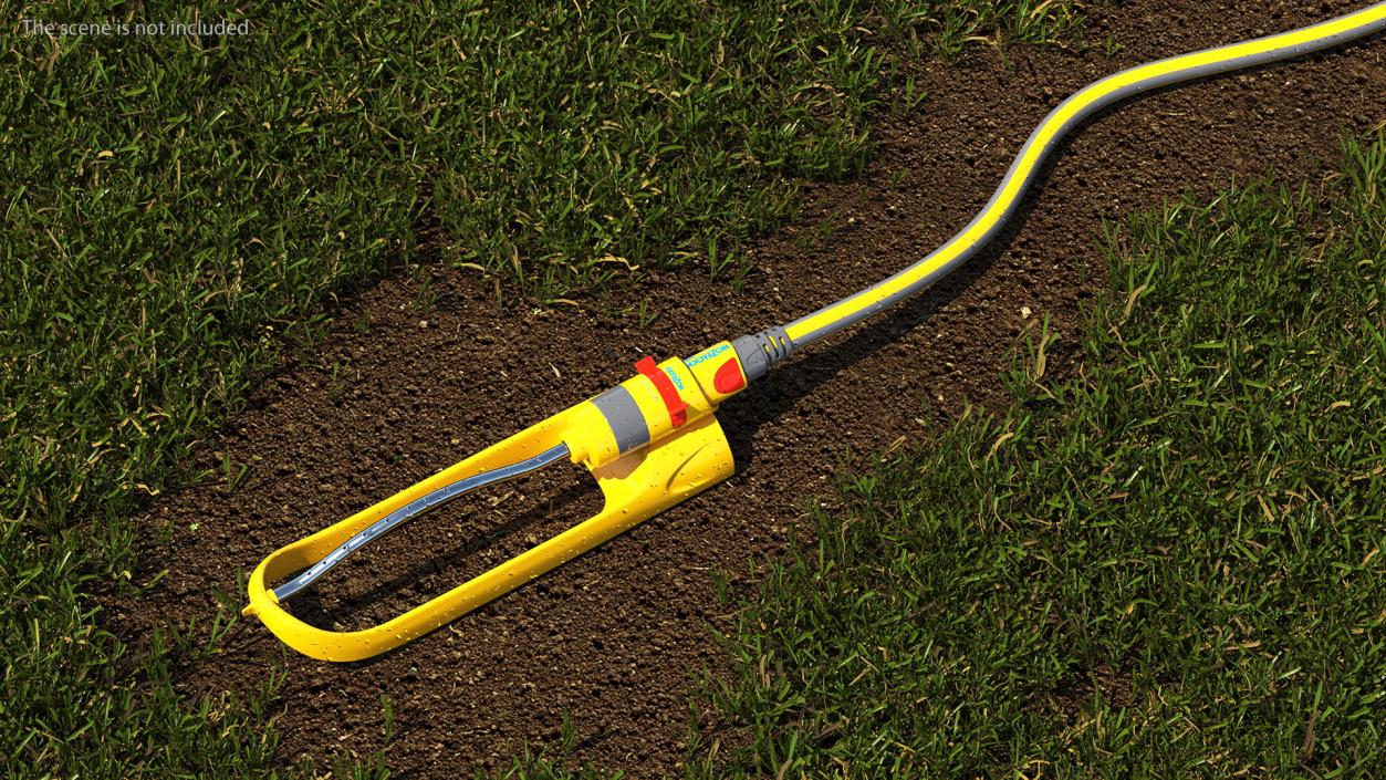 Hozelock Rectangular Sprinkler Plus Yellow with Hose 3D