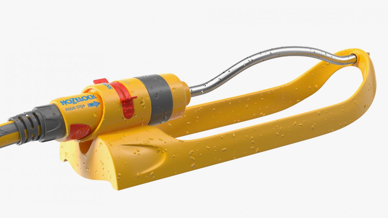 Hozelock Rectangular Sprinkler Plus Yellow with Hose 3D