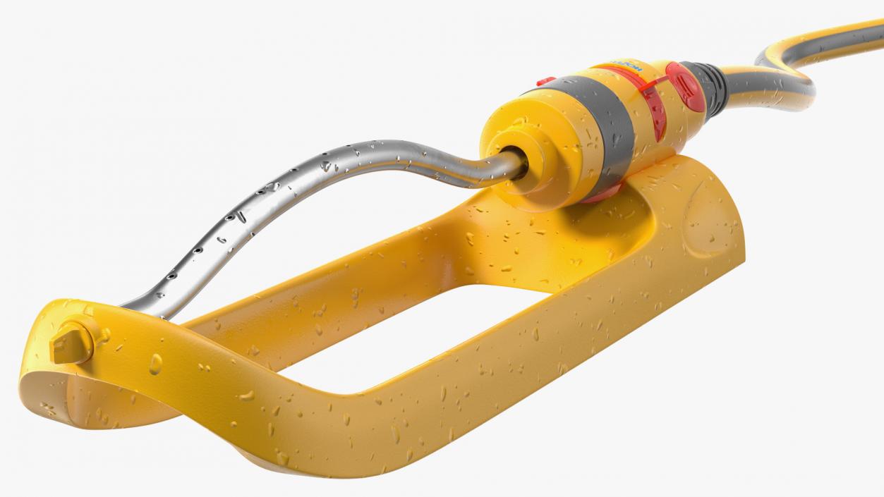 Hozelock Rectangular Sprinkler Plus Yellow with Hose 3D