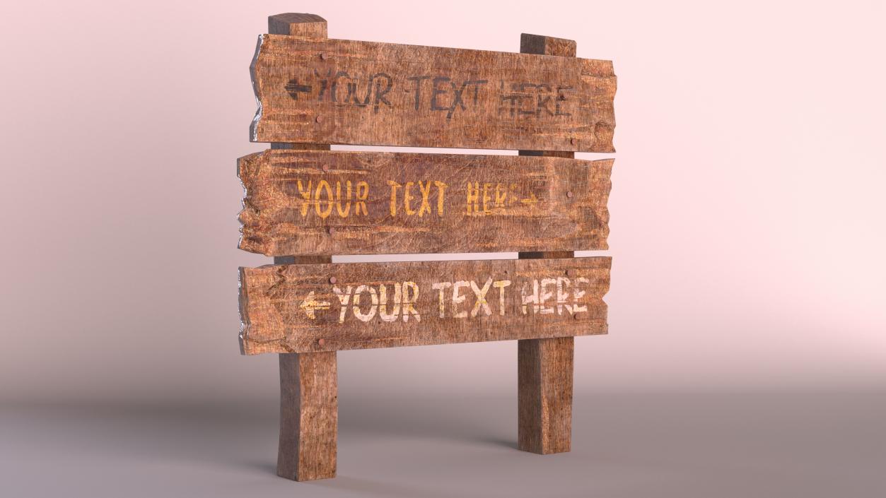 3D Old Wooden Signpost Mockup Set(5) model