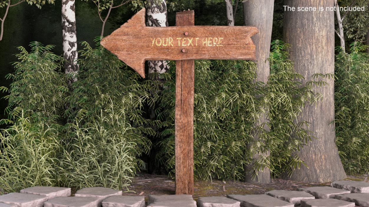 3D Old Wooden Signpost Mockup Set(5) model