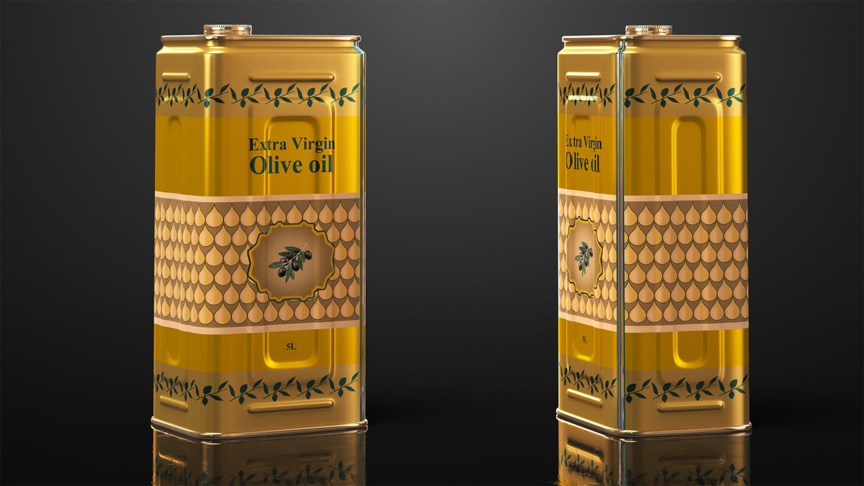 3D Olive Oil Tin Can Set