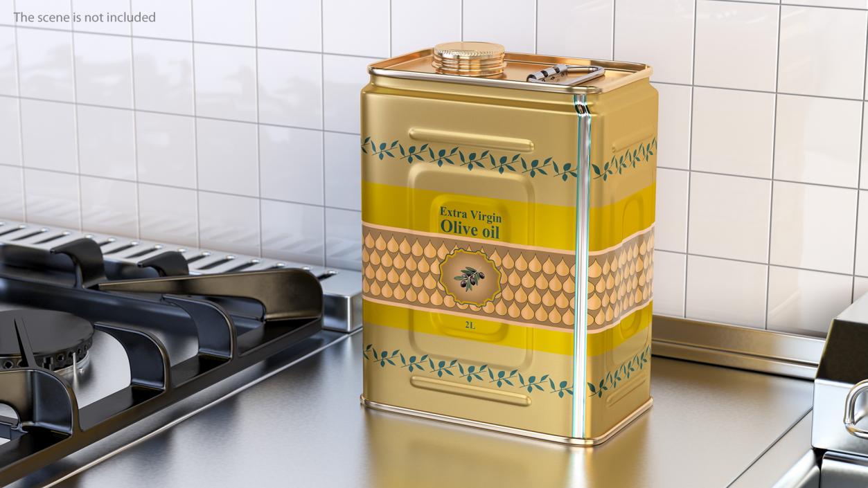 3D Olive Oil Tin Can Set