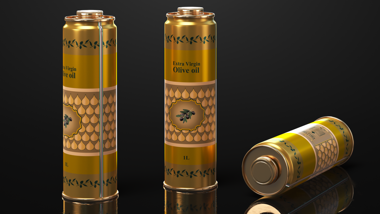 3D Olive Oil Tin Can Set