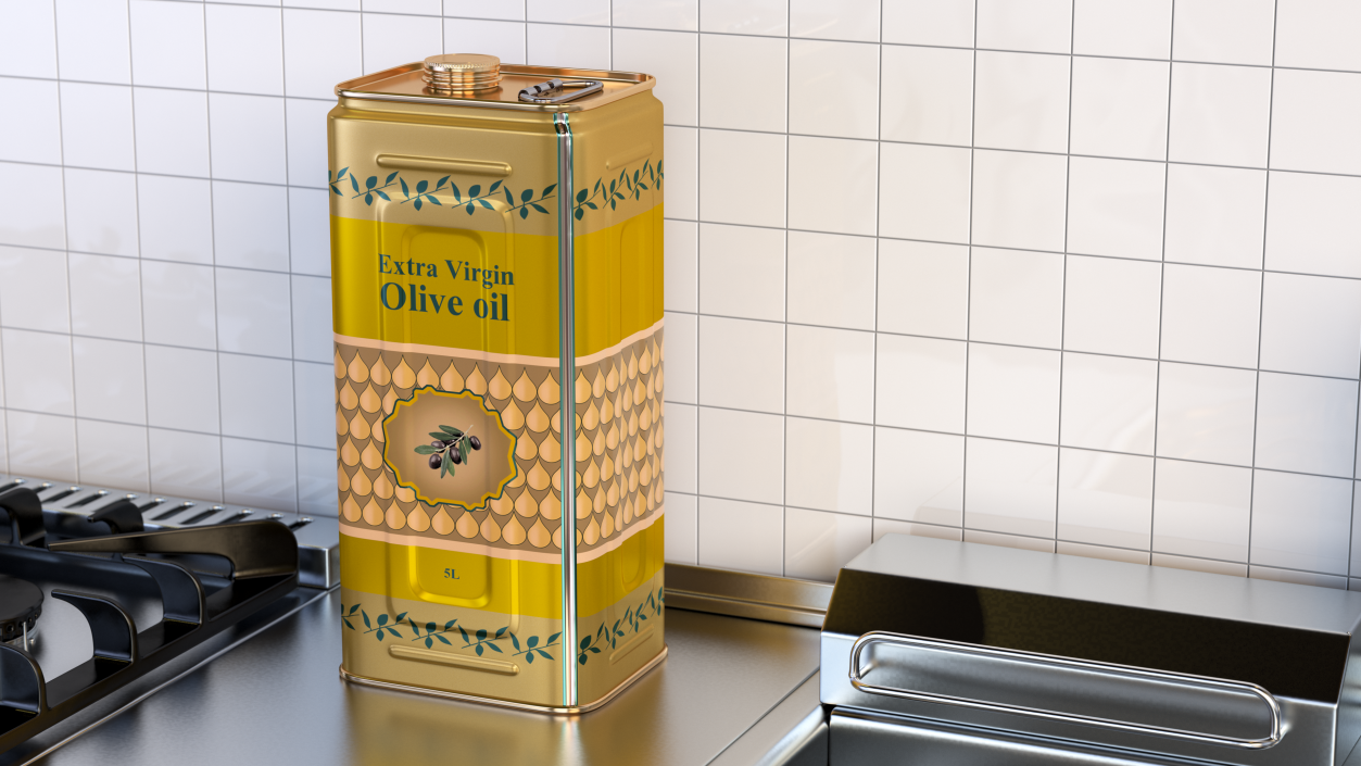 3D Olive Oil Tin Can Set