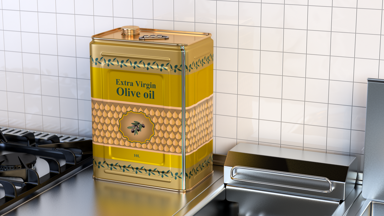 3D Olive Oil Tin Can Set