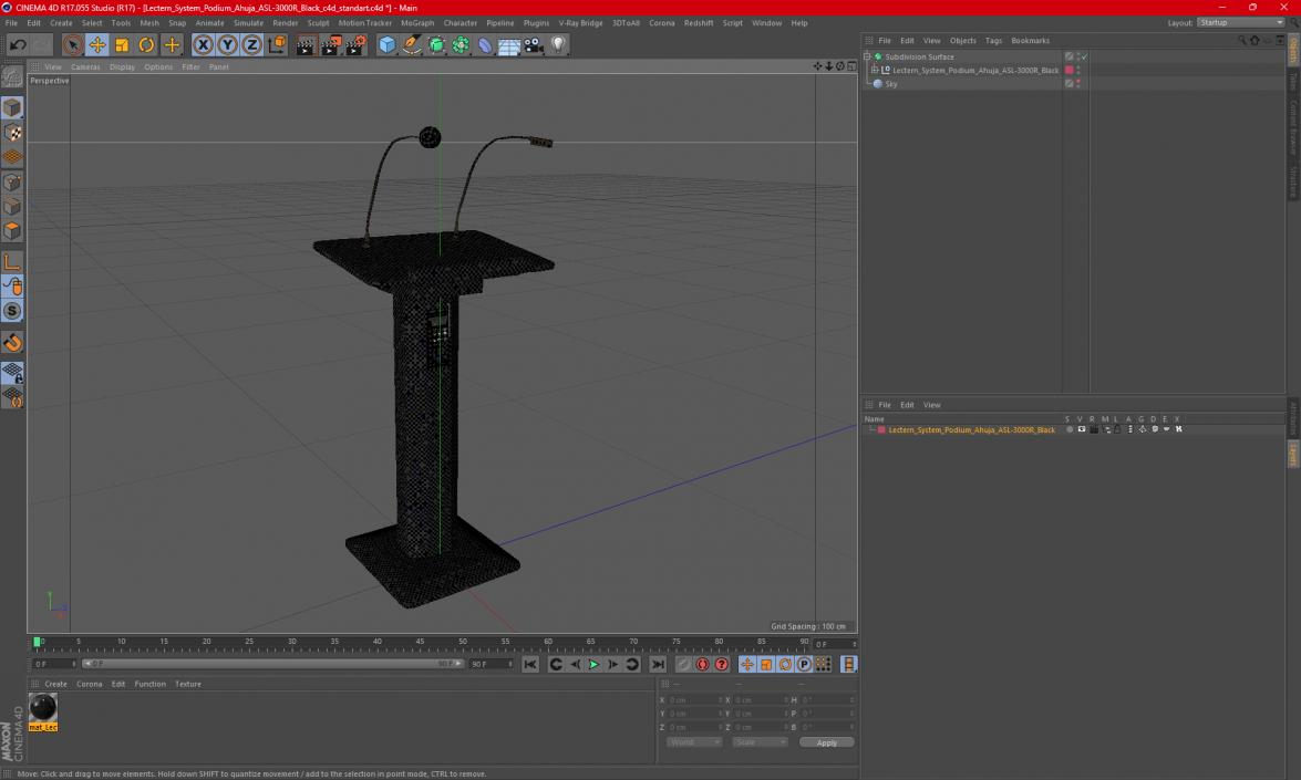 3D Lectern System Podium Ahuja ASL-3000R Black model