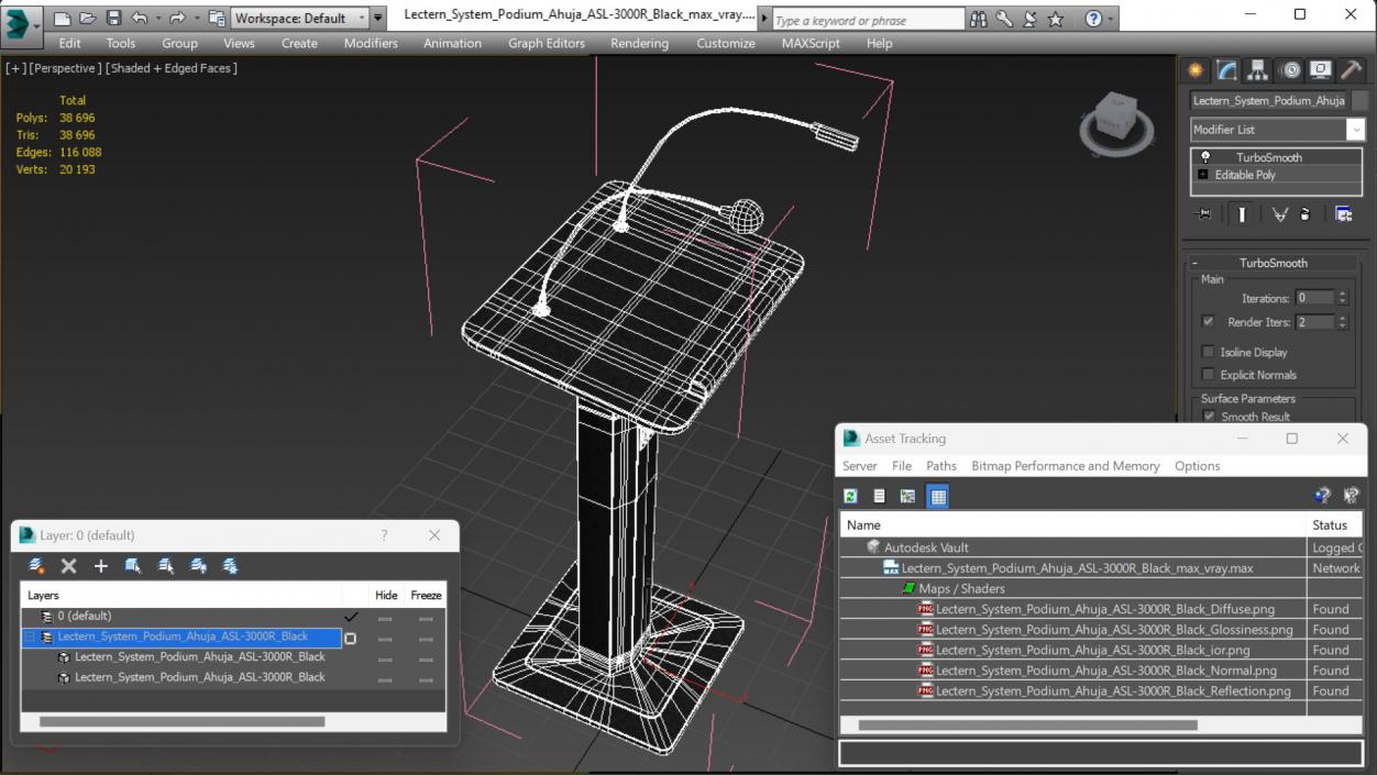 3D Lectern System Podium Ahuja ASL-3000R Black model