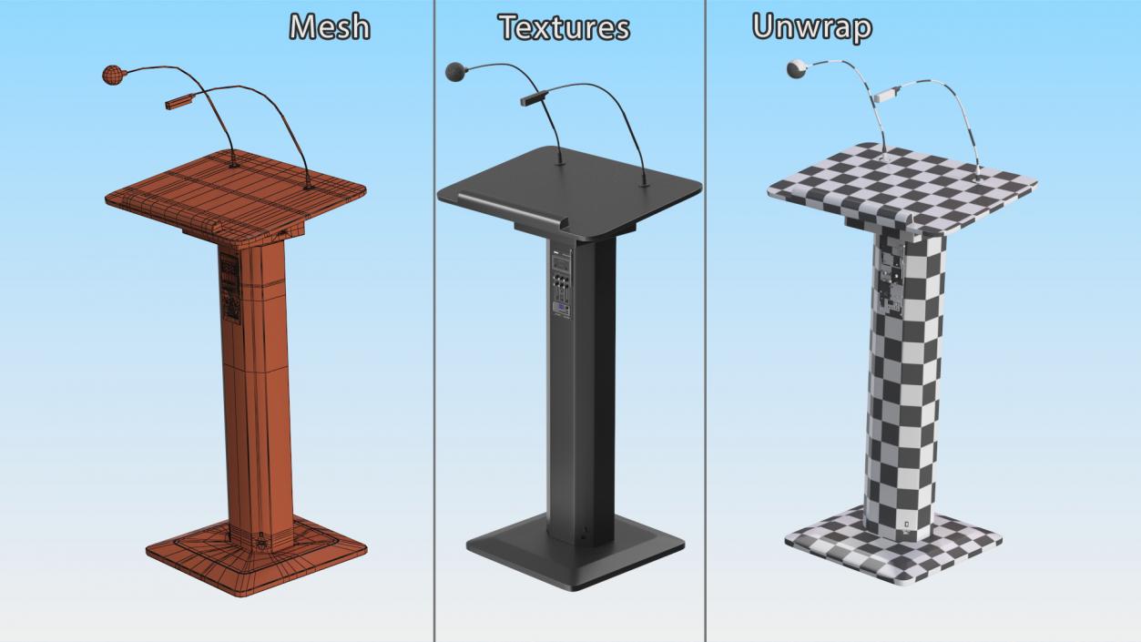 3D Lectern System Podium Ahuja ASL-3000R Black model