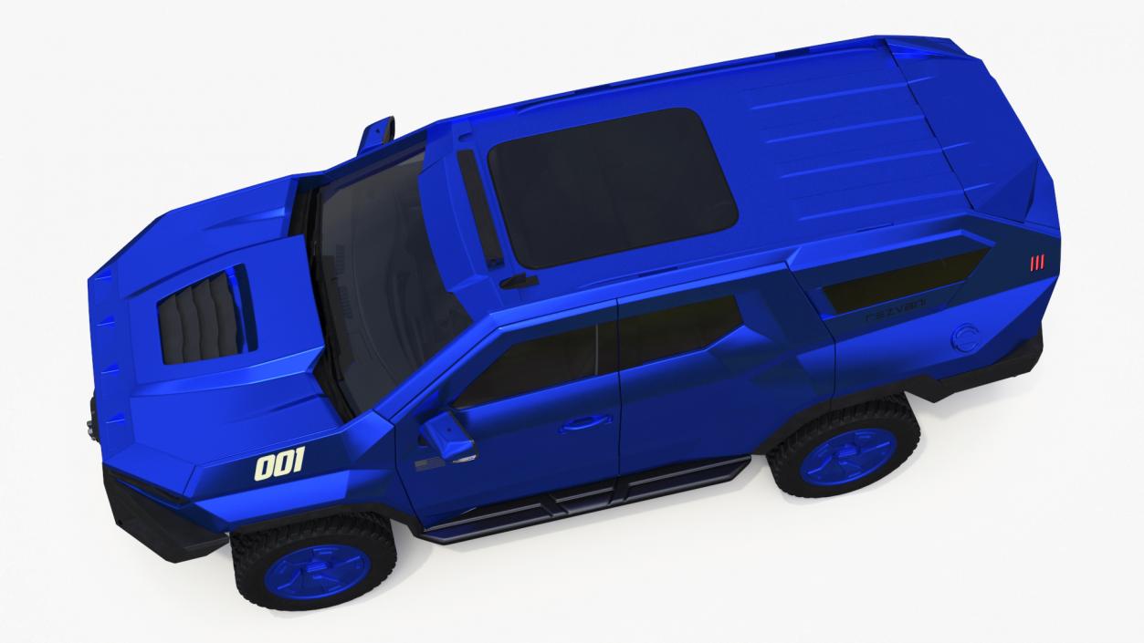 3D Rezvani 2024 Armored SUV Blue Rigged