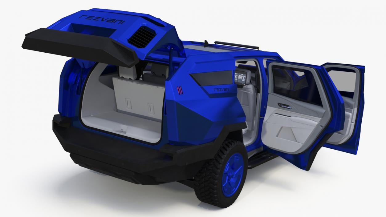 3D Rezvani 2024 Armored SUV Blue Rigged