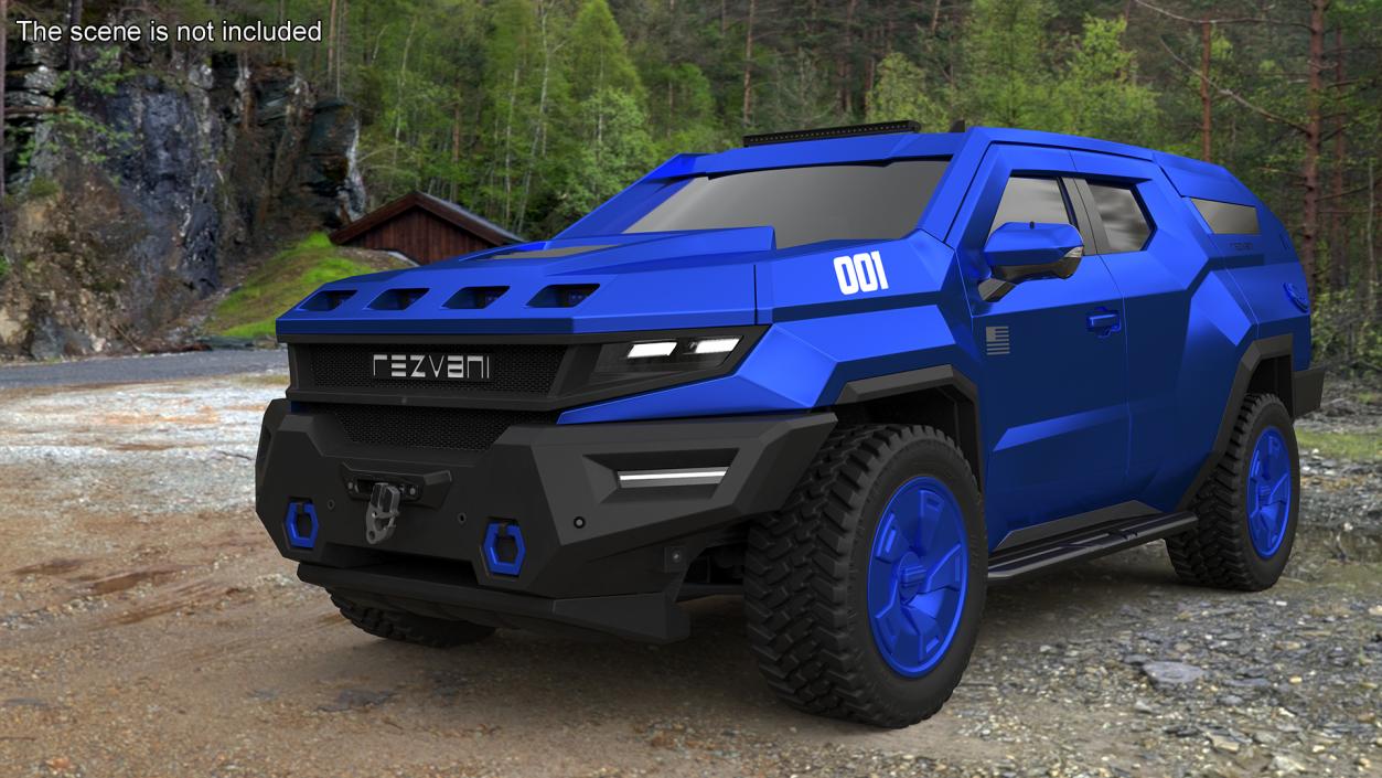 3D Rezvani 2024 Armored SUV Blue Rigged