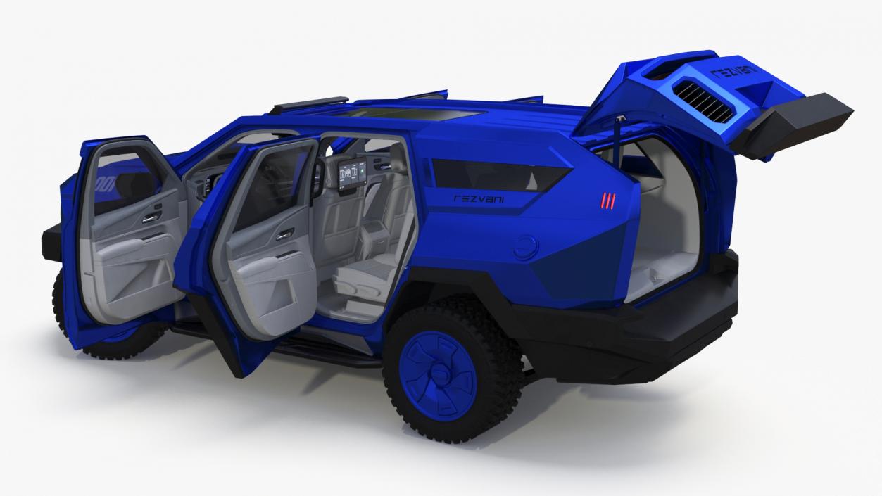 3D Rezvani 2024 Armored SUV Blue Rigged