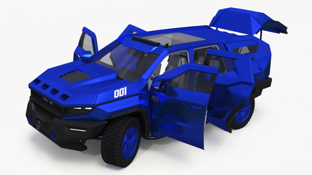 3D Rezvani 2024 Armored SUV Blue Rigged