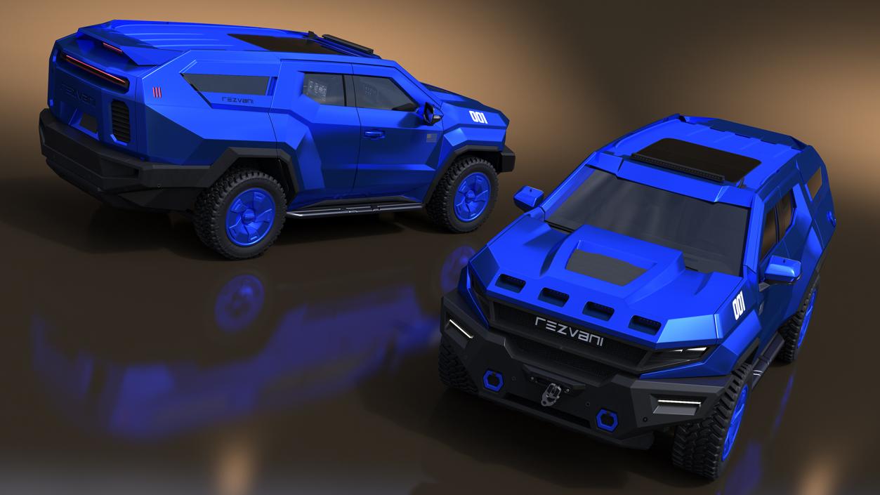 3D Rezvani 2024 Armored SUV Blue Rigged