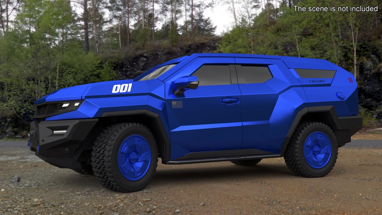 3D Rezvani 2024 Armored SUV Blue Rigged