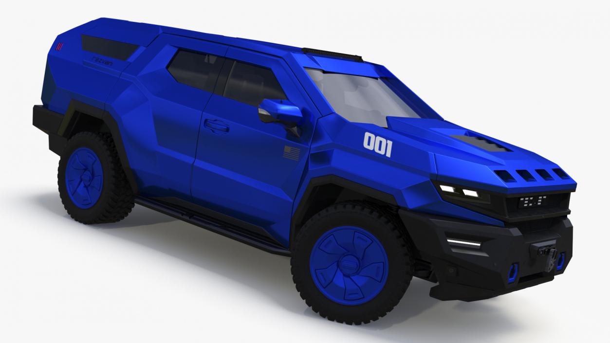 3D Rezvani 2024 Armored SUV Blue Rigged